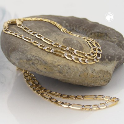 Halskette 50cm Figaro-Panzer bicolor 585 Gelbgold