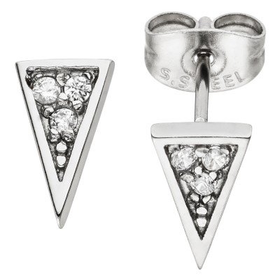 Ohrstecker Dreieck spitz Edelstahl Ohrringe 6 Kristalle