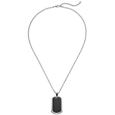 Collier Kette mit Anhänger Edelstahl schwarz beschichtet 55cm Halskette