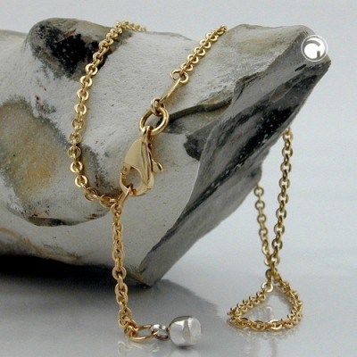 Fußkette Ankerkette mit Endkugel bicolor 375 Gold 25cm