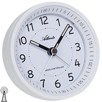 Wecker Funk Funkwecker weiß mit Licht Snooze