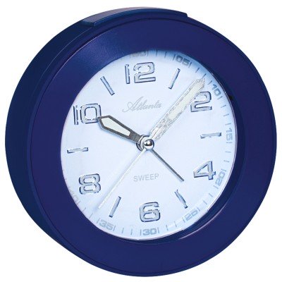 Wecker Quarz analog blau leise ohne Ticken mit Licht Snooze