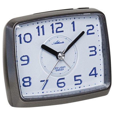 Wecker Quarz analog blau anthrazit leise ohne Ticken Licht Snooze