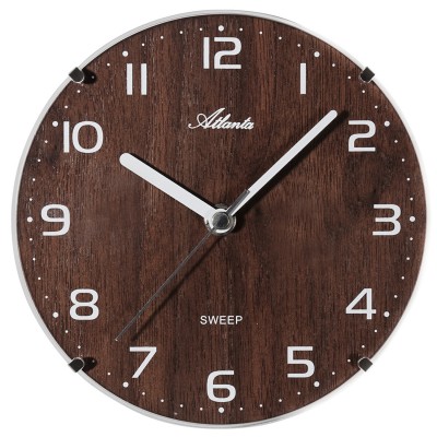 Tischuhr Wanduhr Quarz nussbaum farben leise ohne Ticken