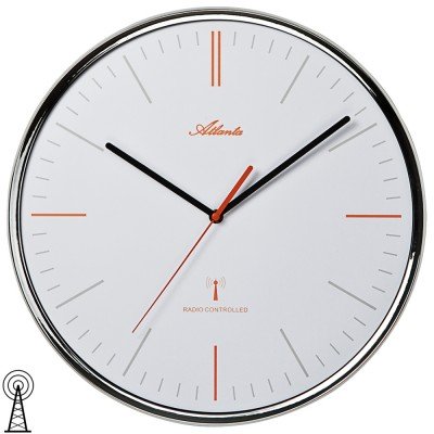 Wanduhr Funk Funkwanduhr analog silbern mit Glas