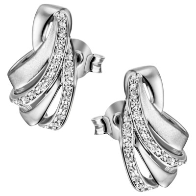 Ohrstecker 925 Sterlingsilber mattiert 46 Zirkonia Ohrringe Silberohrringe