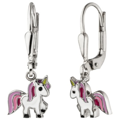 Kinder Ohrhänger Einhorn 925 Sterlingsilber Kinderohrringe