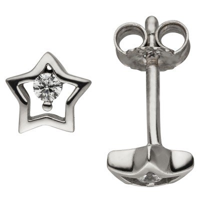Kinder Ohrstecker Stern 925 Sterlingsilber 2 Zirkonia Kinderohrringe