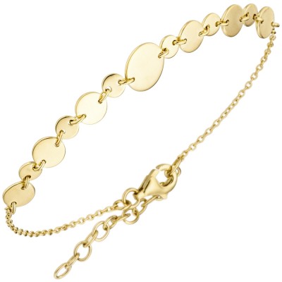 Armband mit Plättchen 925 Sterlingsilber vergoldet 20cm