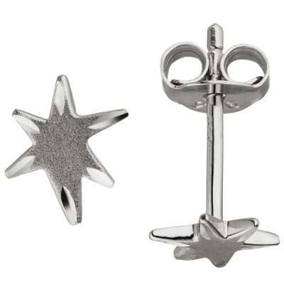 Ohrstecker Stern 925 Sterlingsilber mattiert Ohrringe Silberohrringe