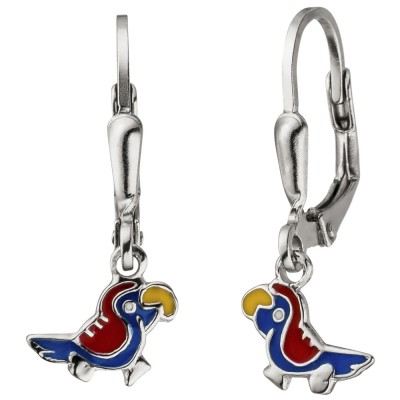 Kinder Ohrhänger Papagei 925 Sterlingsilber Ohrringe Kinderohrringe