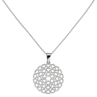 Collier Herzen Edelstahl mattiert 50cm Karabiner