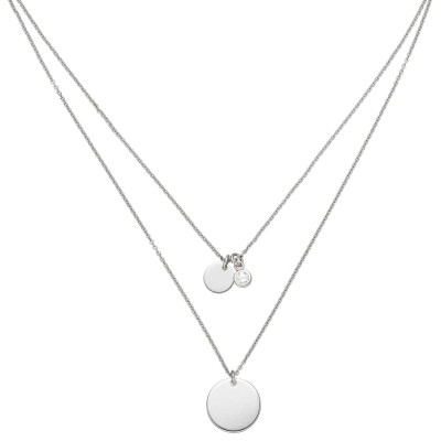 Collier 2-reihige Kette mit Anhänger 925 Sterlingsilber 1 Zirkonia 44cm