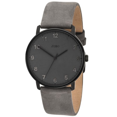 Herren Armbanduhr Quarz Analog Edelstahl Lederband grau Herrenuhr