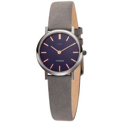 Damen Armbanduhr Quarz Analog Titan Lederband grau