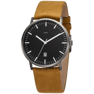 Herren Armbanduhr Quarz Analog Titan Lederband braun