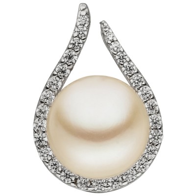 Anhänger 925 Sterlingsilber 1 Süßwasser Perle 29 Zirkonia Perlenanhänger