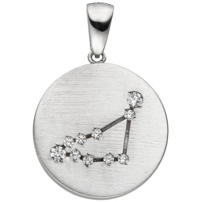 Anhänger Sternzeichen Steinbock 925 Sterlingsilber matt 10 Zirkonia Silbera