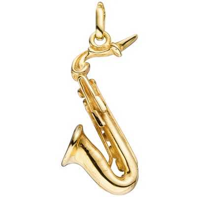 Anhänger Saxophon 925 Sterlingsilber vergoldet