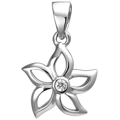 Anhänger Blume 925 Sterlingsilber 1 Zirkonia Silberanhänger