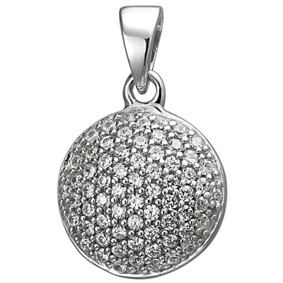 Anhänger rund 925 Sterlingsilber 66 Zirkonia Silberanhänger