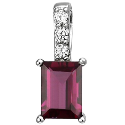 Anhänger 925 Sterlingsilber 1 Rhodolith 3 Zirkonia