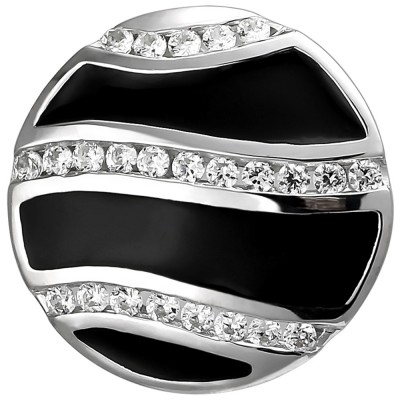 Anhänger 925 Sterlingsilber mit schwarzer Emaille und 24 Zirkonia