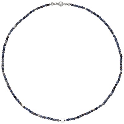 Halskette Kette mit Safir-Rondell und Hematin 43cm