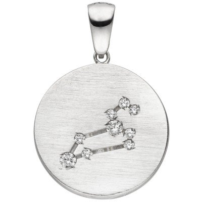 Anhänger Sternzeichen Löwe 925 Sterlingsilber matt 9 Zirkonia Silberanhänge