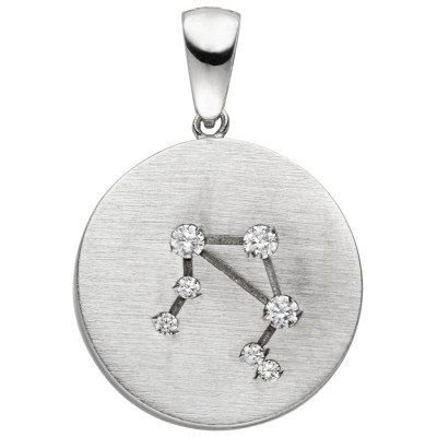Anhänger Sternzeichen Waage 925 Sterlingsilber matt 7 Zirkonia Silberanhäng