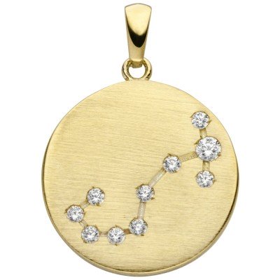Anhänger Sternzeichen Skorpion 333 Gelbgold matt 10 Zirkonia Goldanhäng