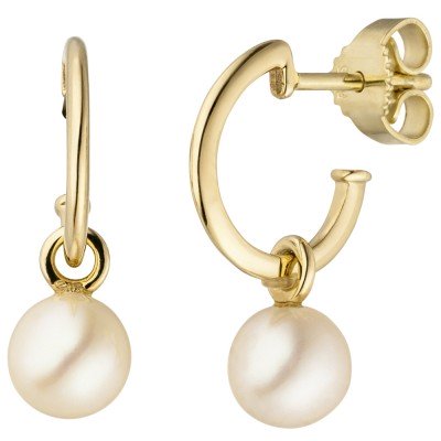Ohrhänger 585 Gelbgold 2 Süßwasser Perlen Ohrringe Perlenohrringe