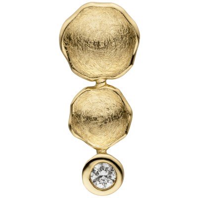 Anhänger 585 Gelbgold eismatt 1 Diamant Brillant Diamantanhänger 0.7g