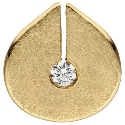 Anhänger 585 Gelbgold eismatt 1 Diamant Brillant 0.7g