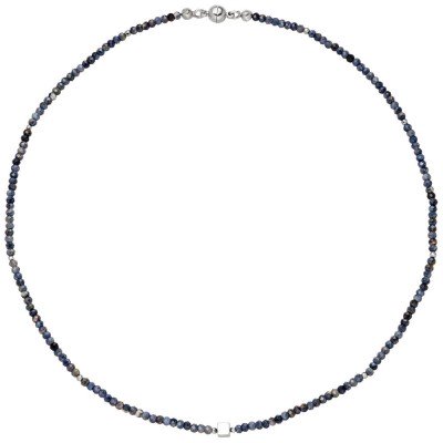Halskette Kette mit Safir-Rondell und Hematin 43cm