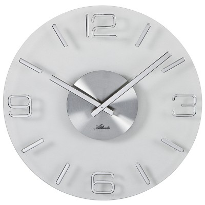 Atlanta Wanduhr Quarz analog Glas silbern rund