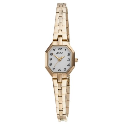 JOBO Damen Armbanduhr Quarz Analog Edelstahl vergoldet Damenuhr