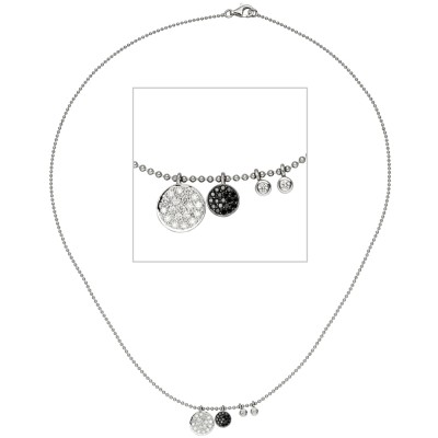 Collier Halskette Kette 585 Gold Weißgold 40 Diamanten Brillanten 43 cm