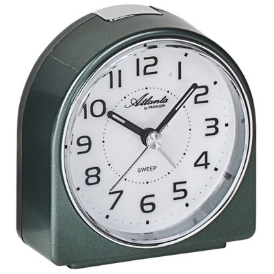 Atlanta 1932/6 Wecker Quarz analog metallicgrün leise ohne Ticken Snooze