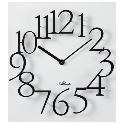 Atlanta Wanduhr Quarz analog weiß eckig viereckig
