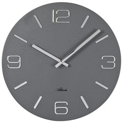 Atlanta Wanduhr Quarz analog grau rund