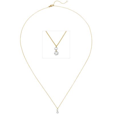 Collier 750 Gold Gelbgold 2 Diamanten Brillanten 45 cm