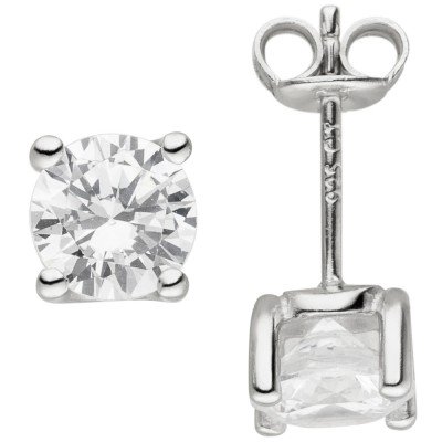 Ohrstecker 925 Sterling Silber 2 Zirkonia 2.3g