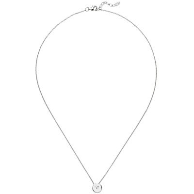Collier Kette mit Anhänger 925 Sterling Silber 1 Zirkonia 45 cm