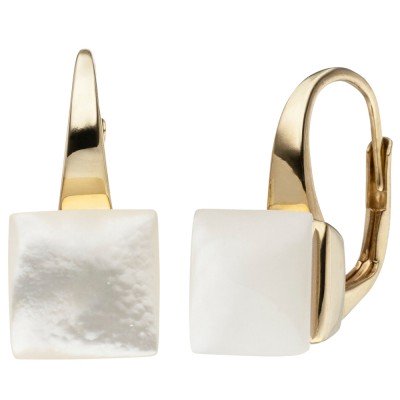 Ohrhänger 925 Silber gold vergoldet 2 Perlmutt-Einlagen