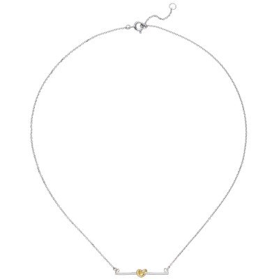 Collier Halskette Knoten 925 Sterling Silber bicolor vergoldet 45 cm Kette