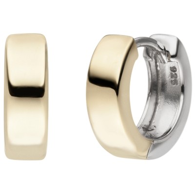 Creolen 925 Silber bicolor vergoldet Ohrringe 2.8g