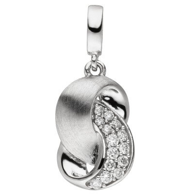 Anhänger 585 Gold Weißgold matt 14 Diamanten Brillanten