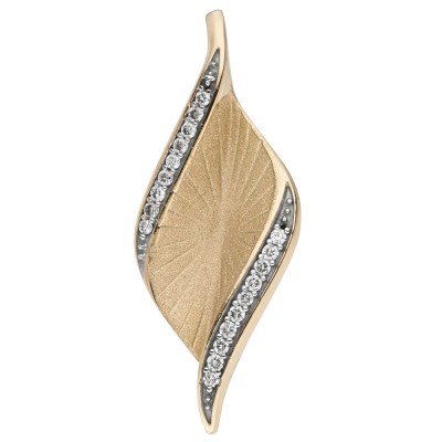 Anhänger 585 Gold Gelbgold matt 19 Diamanten Brillanten 0,08ct.
