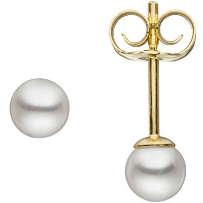 Ohrstecker 333 Gold Gelbgold 2 Süßwasser Perlen 4,5 mm